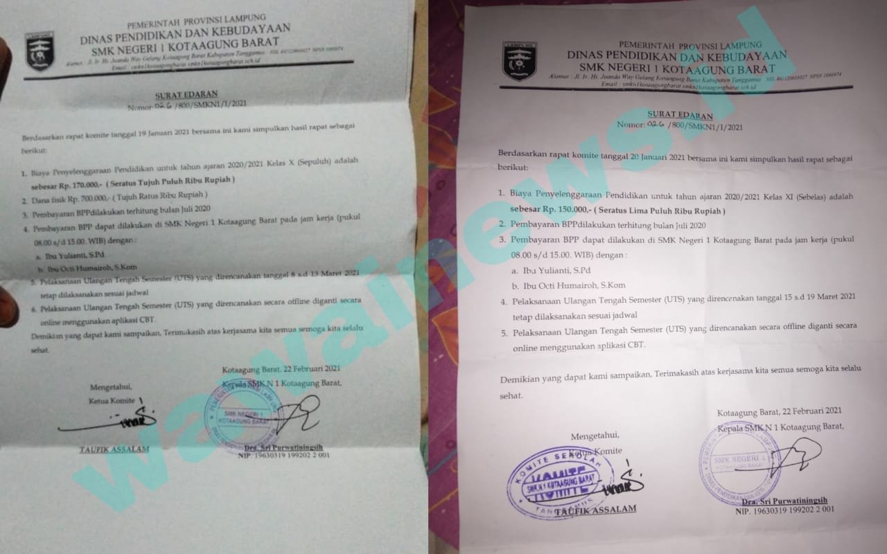 Dana BPP dan fisik di SMK Negeri 1 Kobar