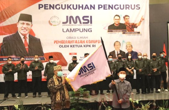Taswin Hasbullah, resmi dikukuhkan sebagai Ketua JMSI Lampung, pada Sabtu (23/4/2022)- foto ist