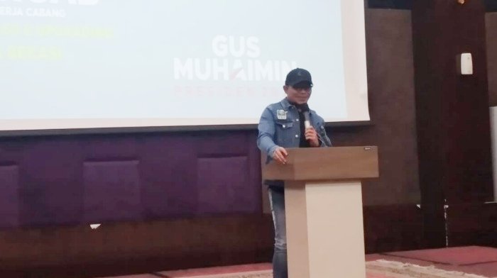 Wakil Ketua Umum DPP PKB Hanif Dhakiri saat menghadiri Musyawarah Kerja Cabang (Mukercab) sekaligus launching Bacaleg dan Upgrade PKB Kota Bekasi, Minggu (24/7/2022) sore