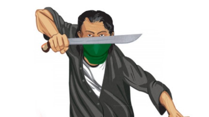 Ilustrasi, menebas dengan golok