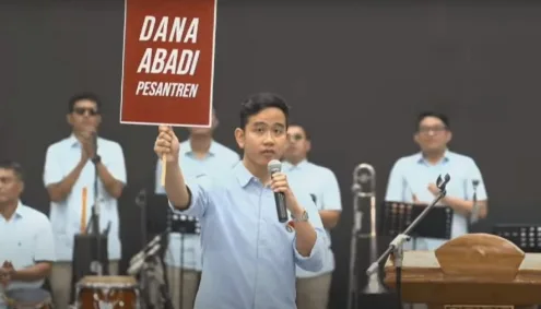 Gibran Rakabuming Raka mengajukan program unggulan dalam pidato sebelum daftar di KPU mengikuti Pilpres 2024, Rabu (25/10/2023)