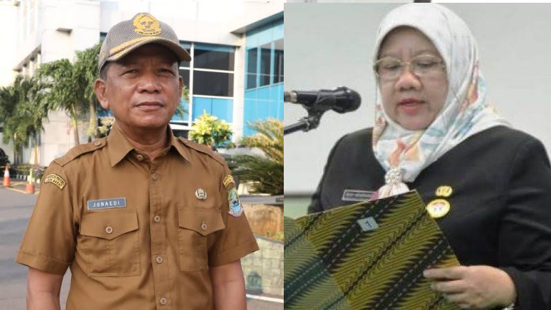 Sekda Kota Bekasi Junaedi dan Mantan Sekertaris Daerah (Sekda) Kota Bekasi Reny Hendrawati, (foto: wwn)