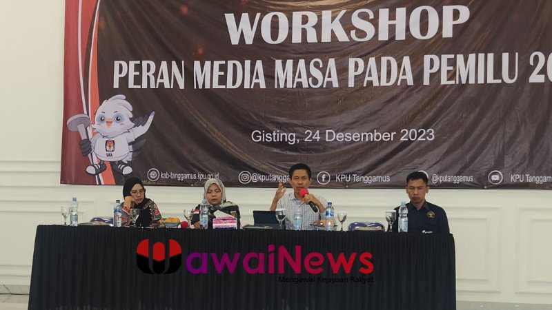 Workshop KPU Tanggamus bahas peran Media ciptakan Pemilu bermartabat, pada Minggu 24 Desember 2023.