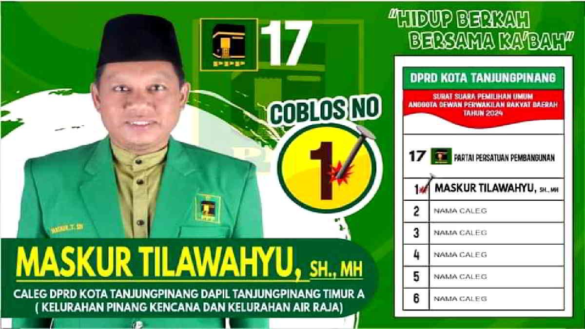 Maskur Tilawahyu Caleg DPRD Kota Tanjung Pinang Dapil Tanjung Pinang Timur A (Kelurahan Pinang Kencana dan Air Raja)