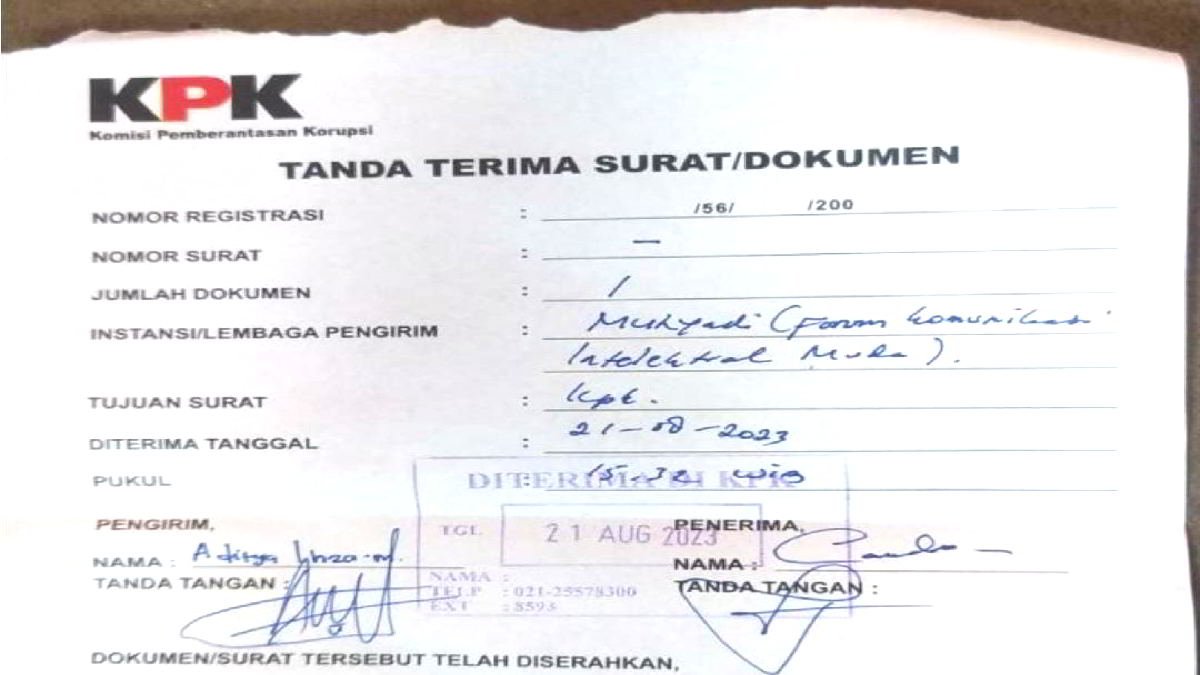 Bukti laporan Forkim di KPK terkait dugaan dana siluman di DPRD Kabupaten Bekasi