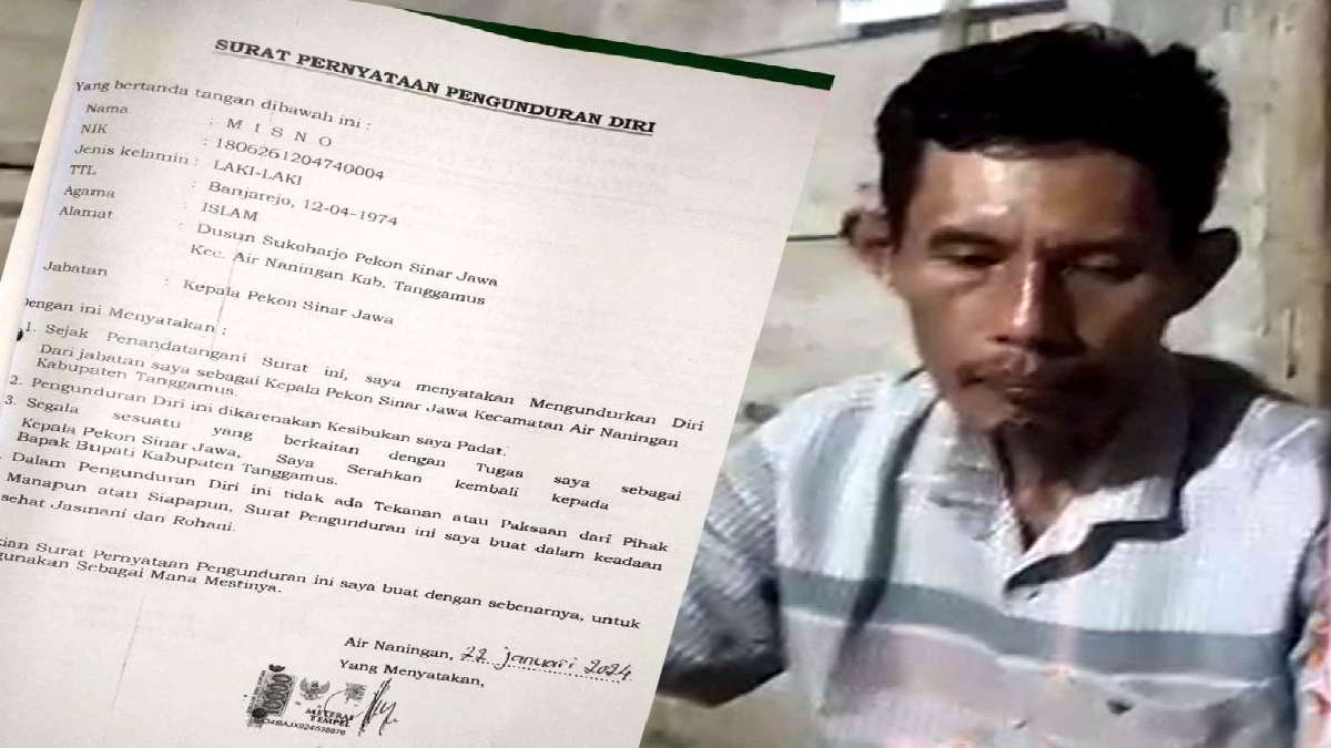 Kepala Pekon Sinar Jawa Misno, melalui surat pernyataan resmi mengajukan pengunduran diri. Alasannya karena kesibukan lain yang tidak bisa ditinggalkan