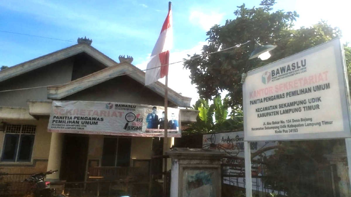 Kantor Panwascam Sekampung Udik Lampung Timur di Desa Pugung Raharjo Selasa 9/1/24 - Foto Jali