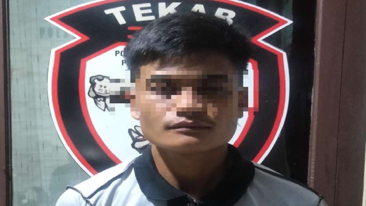 SP (28) Satpam yang bertugas di PTPN VII Bekri, diamankan polisi dalam kasus pencurian motor milik sesama Security, Kamis (15/2/2024) foto hms Polsek Gunung Sugih