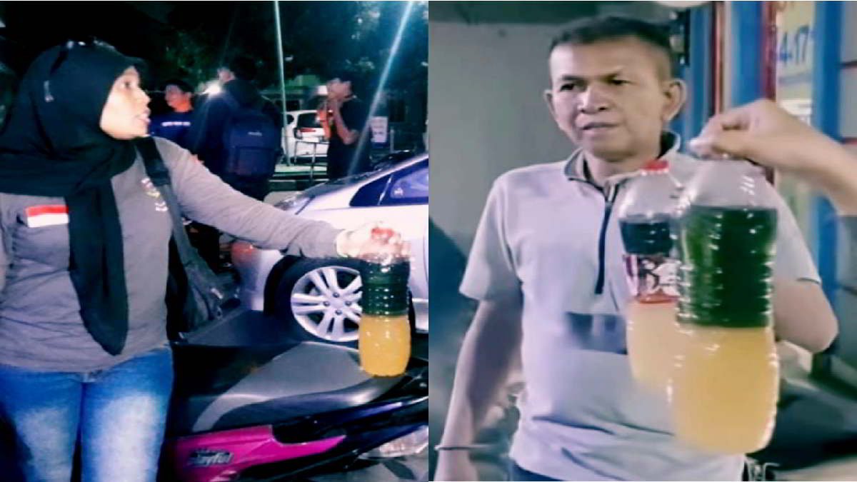 Warga Geruduk SPBU di kawasan Bulan-bulan, Jalan Juanda, Margajaya, Bekasi Selatan, Kota Bekasi setelah kendaraan mogok karena Pertalite Bercampur Air, Senin malam 25 Maret 2024 - foto doc ist