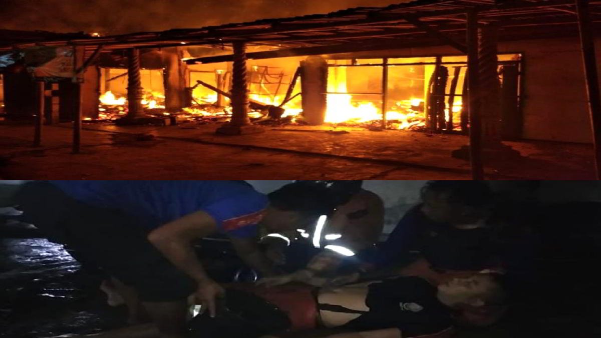 Kebakaran hebat melahap dua unit ruko sembako di Pasar Tridatu, Labuhan Ratu, Lampung Timur, pada Sabtu 6 April 2024 malam
