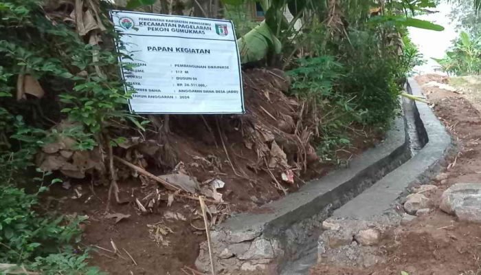 Jawab Keluhan Warga, Drainase di Dusun 5 Pekon Gumukmas Pringsewu Dibangun Sepanjang 112 Meter