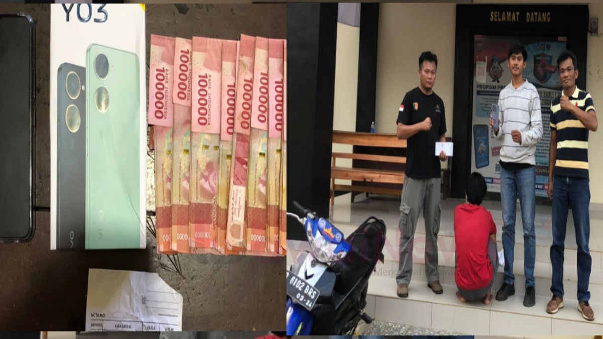 Foto: AK alias Alwan (45) warga Gang Rumbai Pekon Negeri Sakti Kecamatan Gedong Tataan, Pesawaran bersama barang bukti saat di Polsek Pulau Panggung Polres Tanggamus, 31 Juli 2024.