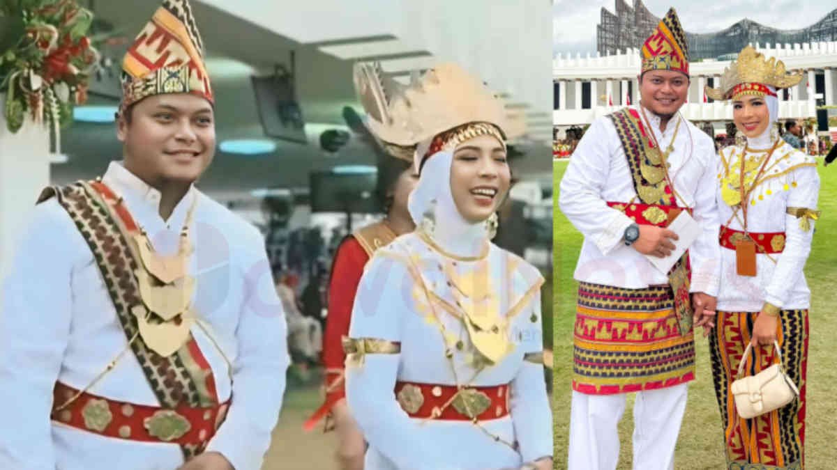 Foto: Penampilan Pakaian Adat Lampung terpilih sebagai baju adat terbaik saat upacara peringatan HUT RI ke 79 di IKN, Sabtu 17 Agustus 2024.