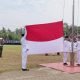 Foto: Petugas upacara peringatan HUT RI ke 79 saat pengibaran bendera di lapangan merdeka, Kotaagung, Tanggamus, Lampung, pada Sabtu 17 Agustus 2024.