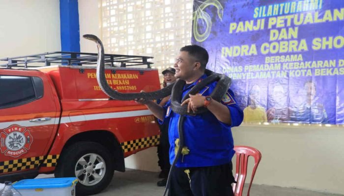 Panji Petualang Berbagi Tips Tangani Ular Berbisa ke Anggota Damkarmat Kota Bekasi