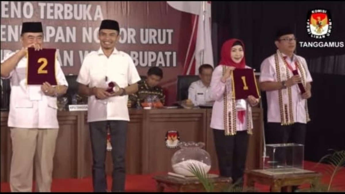 Pengundian nomor urut calon untuk Pilkada Kabupaten Tanggamus 2024, Senin 23 September 2024