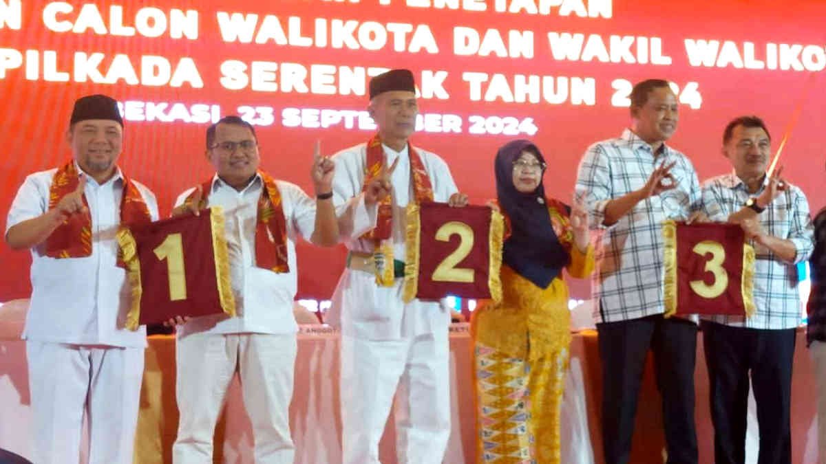Pilkada Kota Bekasi masing-masing calon sudah resmi mendapatkan nomor urut sesuai hasil undian dilaksanakan pada Senin 23 September 2024