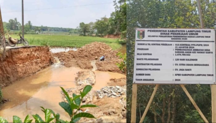 Ada Pembangunan Jembatan di Karang Anom, Akses Warga antar Desa di Waway Karya Terputus