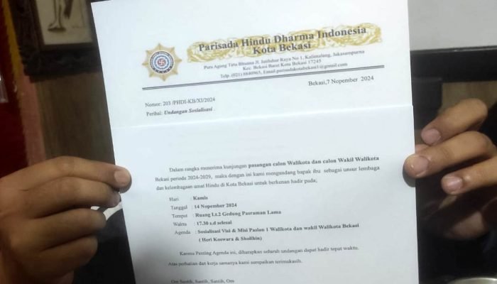 DUH! Undangan dari Paslon 01 Akan Sampaikan Visi dan Misi di Pura Agung Tirta Bhuana Bekasi Beredar, Bawaslu ke Mana?