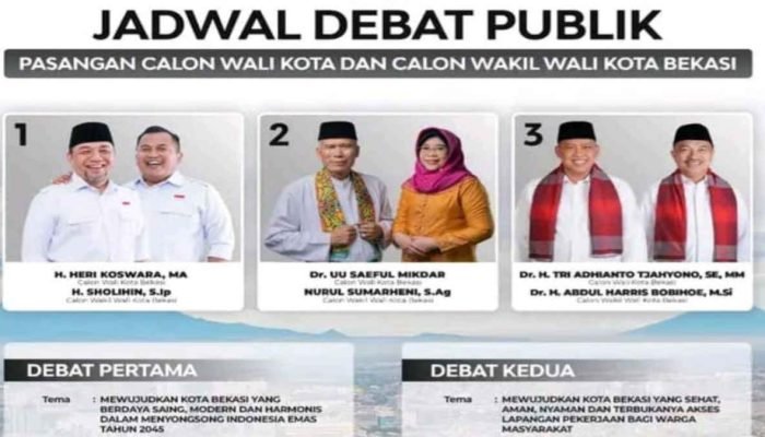 Malam Ini Tiga Paslon Wali Kota Bekasi Hadapi Debat Perdana, Tema Wujudkan Daya Saing
