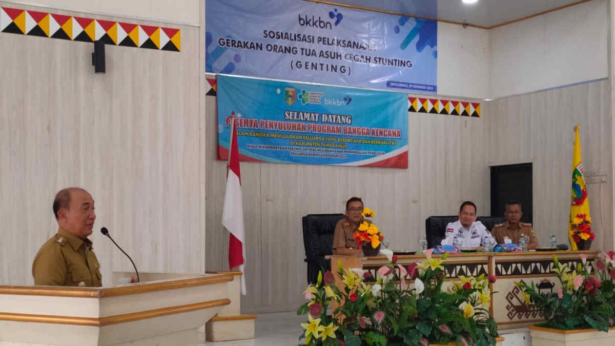 Pj Bupati Tanggamus, Mulyadi Irsan, saat memberi sambutan dalam acara sosialisasi Genting, Senin 9 Desember 2024 - foto doc ist