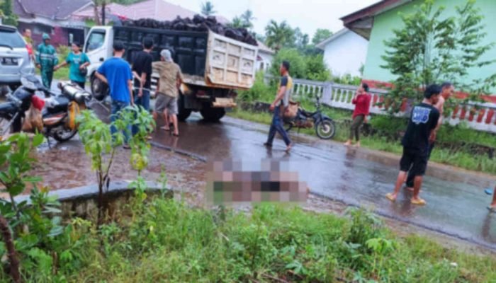 Laka Maut di Desa GSB, Pemotor Tewas Dilintas Truk Muatan Batu