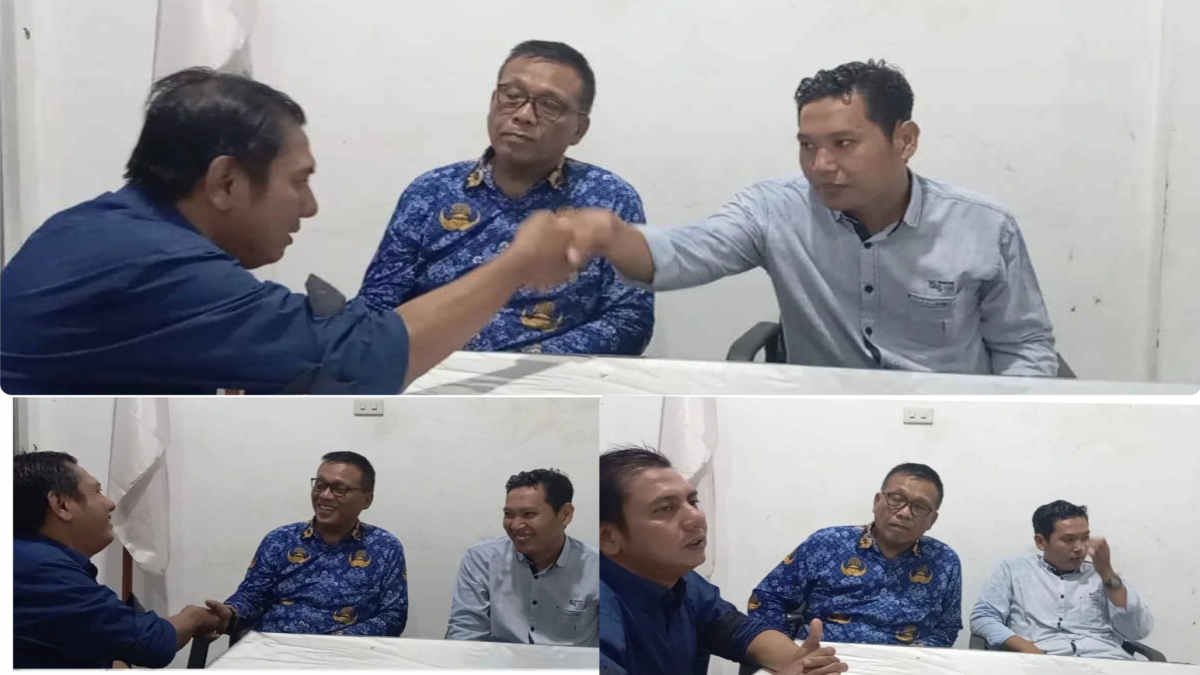 Foto kolase Ketua K3S Tanggamus bersama menantunya secara resmi meminta maaf terkait intimidasi wartawan terkait pemberitaan, Senin 17 Maret 2025 - foto dok