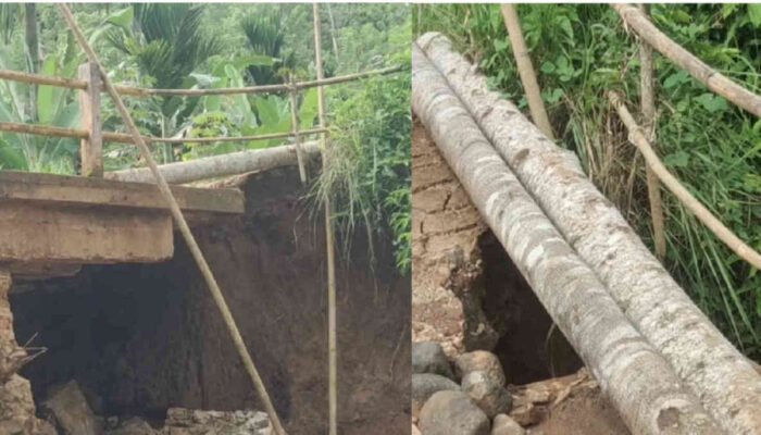 Pondasi Jembatan Sangarus Ambrol, Akses Dua Pekon Terhambat di Tanggamus