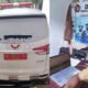 Foto: Ambulans dan Aparat Pekon Tanjung Sari, Kecamatan Bulok, Tanggamus, Lampung (foto_kolase)