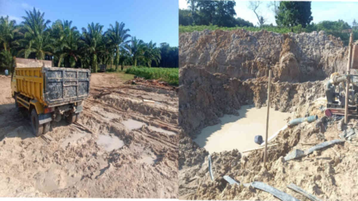 Aktivitas Tambang Pasir liar di Waway Karya diduga dikendalikan oknum Kades , Foto diambil 10 Mei 2025 - Jali