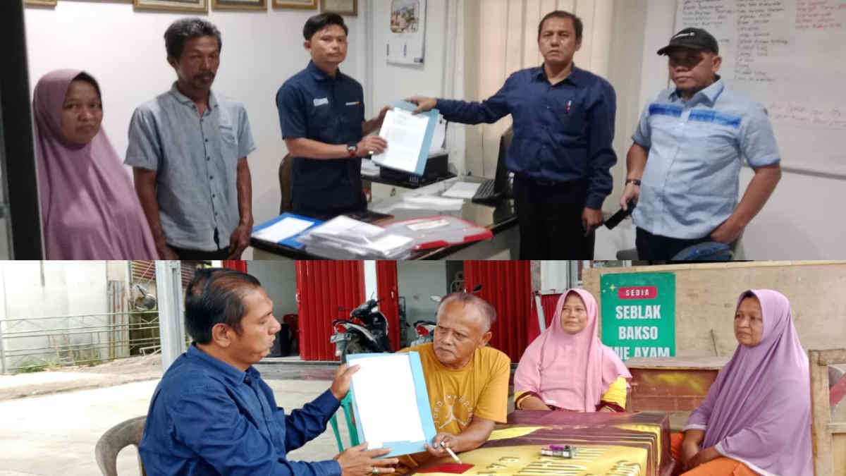 Foto: Adi Putra Amril kuasa hukum Supriono serahkan somasi kepada Kepala Unit BRI Wonosobo dan orang tua oknum mantri BRI Agga Bagus, pada Kamis 22 Mei 2025, (foto_kolase)