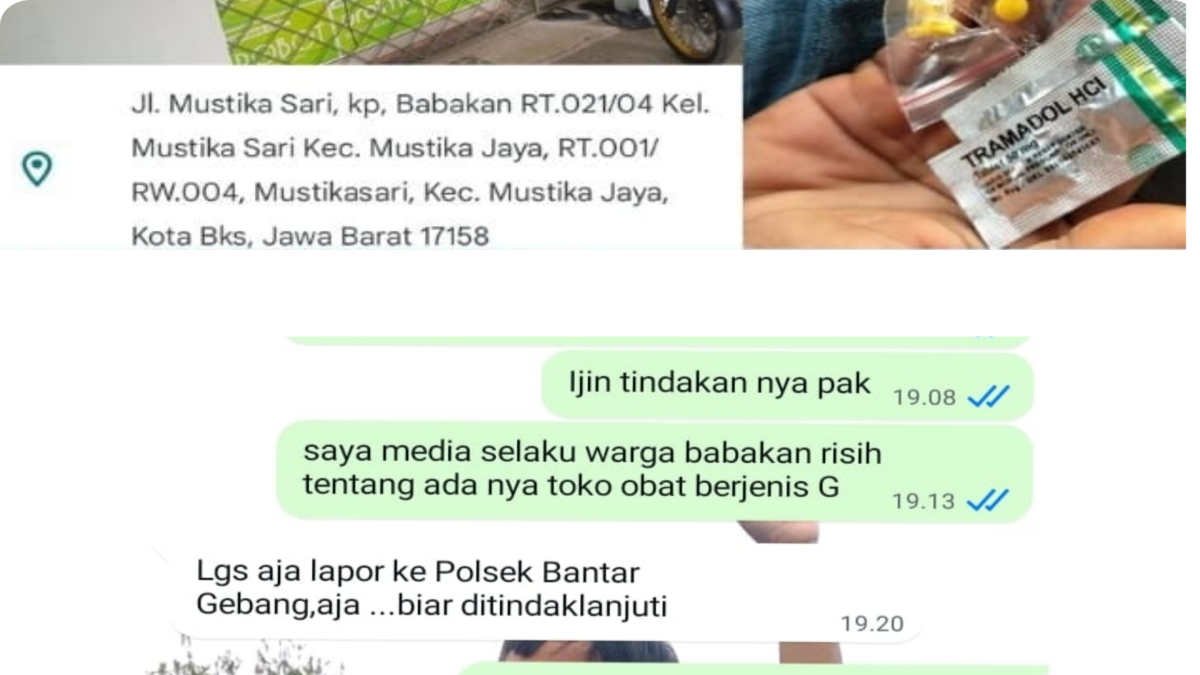 Foto sharelok toko kamuflase menjual obat keras tipe G dan bukti chat whatsApp dengan APH - doc ist