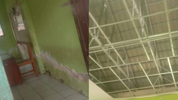 foto kolase kondisi plafon dan dinding SDN Sudimoro Tanggamus - foto Ruslan