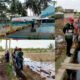 Foto: Petugas dari Dinas Lingkingan Hidup (DLH) Kabupaten Tanggamus saat mengecek di lokasi pembuangan lombah air kolam renang di Pekon Banyu Urip, pada Kamis 3 Juli 2025, (foto_kolase/rsn)