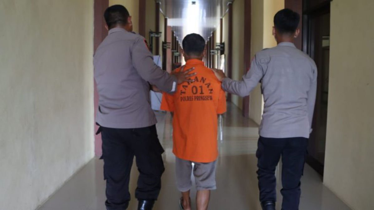 Foto: Pelaku, yang sehari-hari bekerja sebagai sopir angkutan, diciduk petugas tanpa perlawanan saat melintas di Simpang Tugu Gajah, Pekon Bulukarto, Gadingrejo, pada Selasa, 1 Juli 2025, sekitar pukul 11.00 WIB.