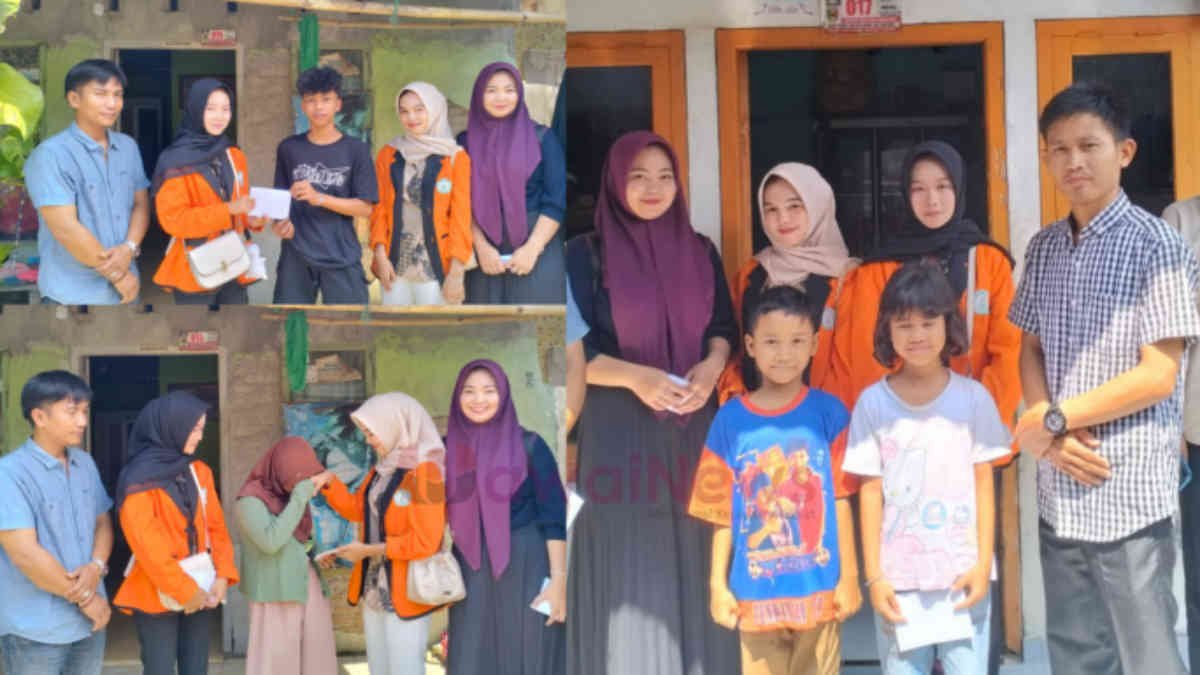 Foto: Para dosen dan mahasiswa STEBI Tanggamus saat santuni anak yatim di Pekon Terbaya, Kecamatan Kotaagung, pada Jumat 4 Juli 2025, (foto_kolase)