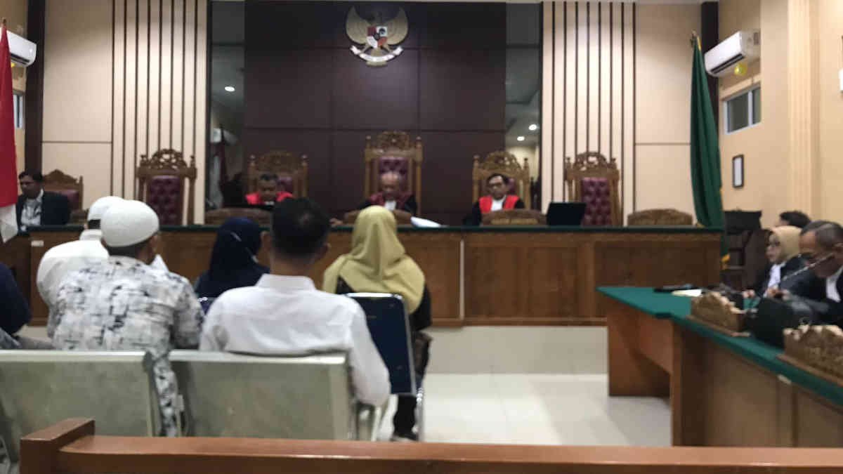 Suasana persidangan di Pengadilan Tindak Pidana Korupsi (Tipikor) pada Pengadilan Negeri Tanjungpinang terkait perkara korupsi dana kontribusi mangrove di Kecamatan Teluk Sebong, Kabupaten Bintan, Senin 7 Juli 2025 - foto doc