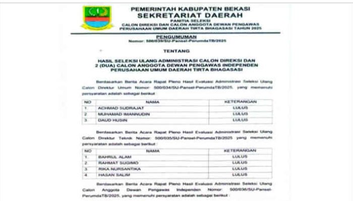 Seleksi Direksi PDAM Tirta Bhagasasi: Airnya Harus Jernih, Tapi Calonnya Kok Bikin Keruh?
