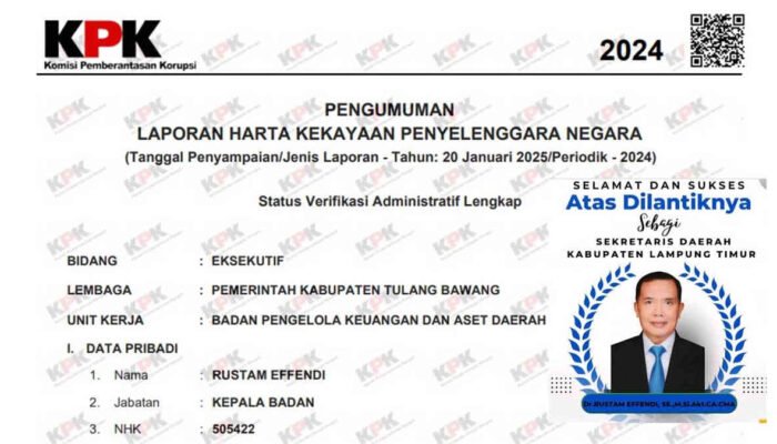 Profil Rustam Effendi Sekda Lampung Timur dari Rekam Jejak Kontroversi, dan Harta Segunung