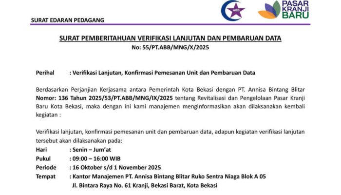 Pedagang Pasar Kranji Geram: “Yang Diverifikasi Kok Kami, Bukan Proyeknya?”