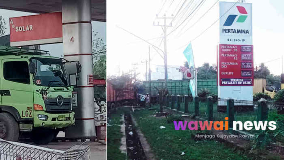 Antri BBM Bersubsidi, Truk Perusahaan Kuasai Bahu Jalan! Warga Keluhkan Kemacetan di SPBU Simpang Propau