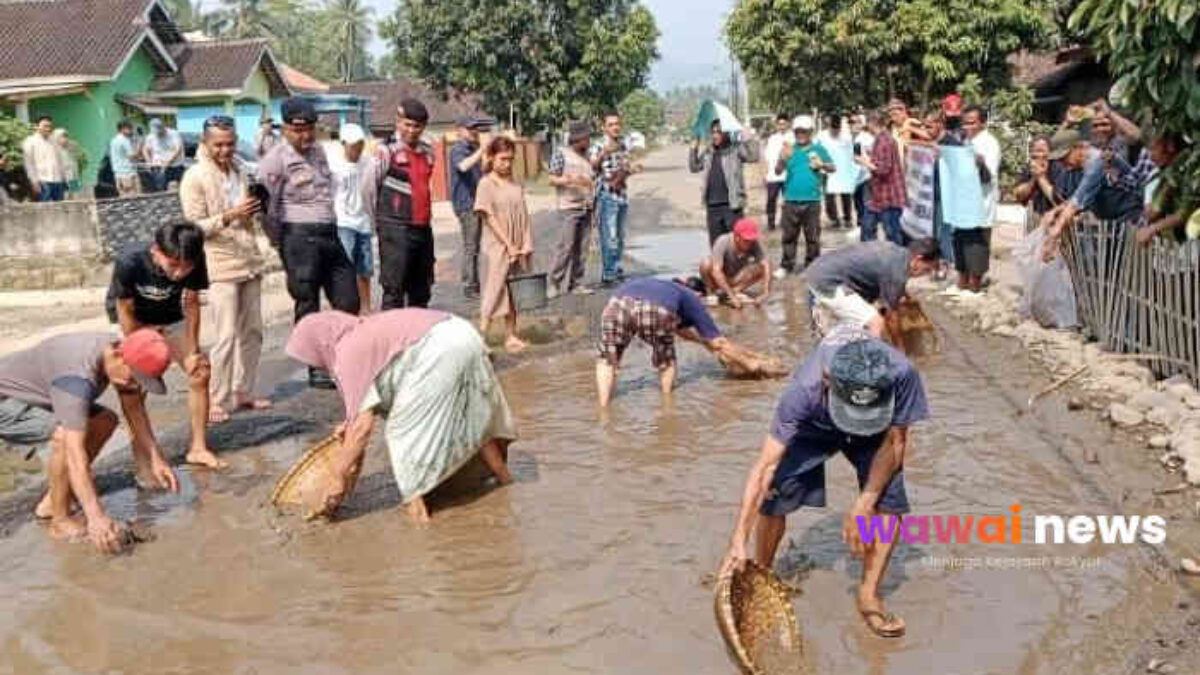20 Tahun Jadi Kolam Lele, Warga Way Khilau Turun ke Jalan: Aspal Hilang, Ikan Malah Panen!