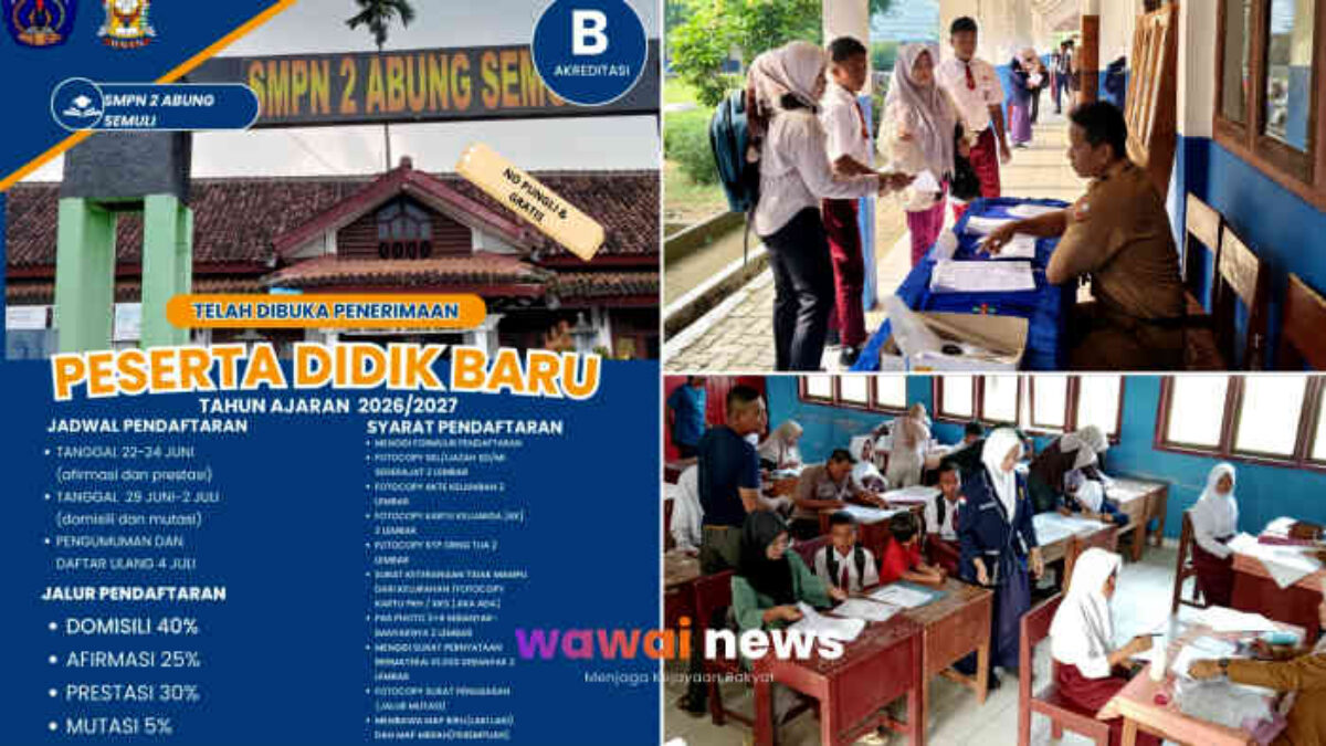 SPMB SMP Negeri 2 Abung Semuli Disambut Antusias, Orang Tua Antar Langsung Anak Mendaftar