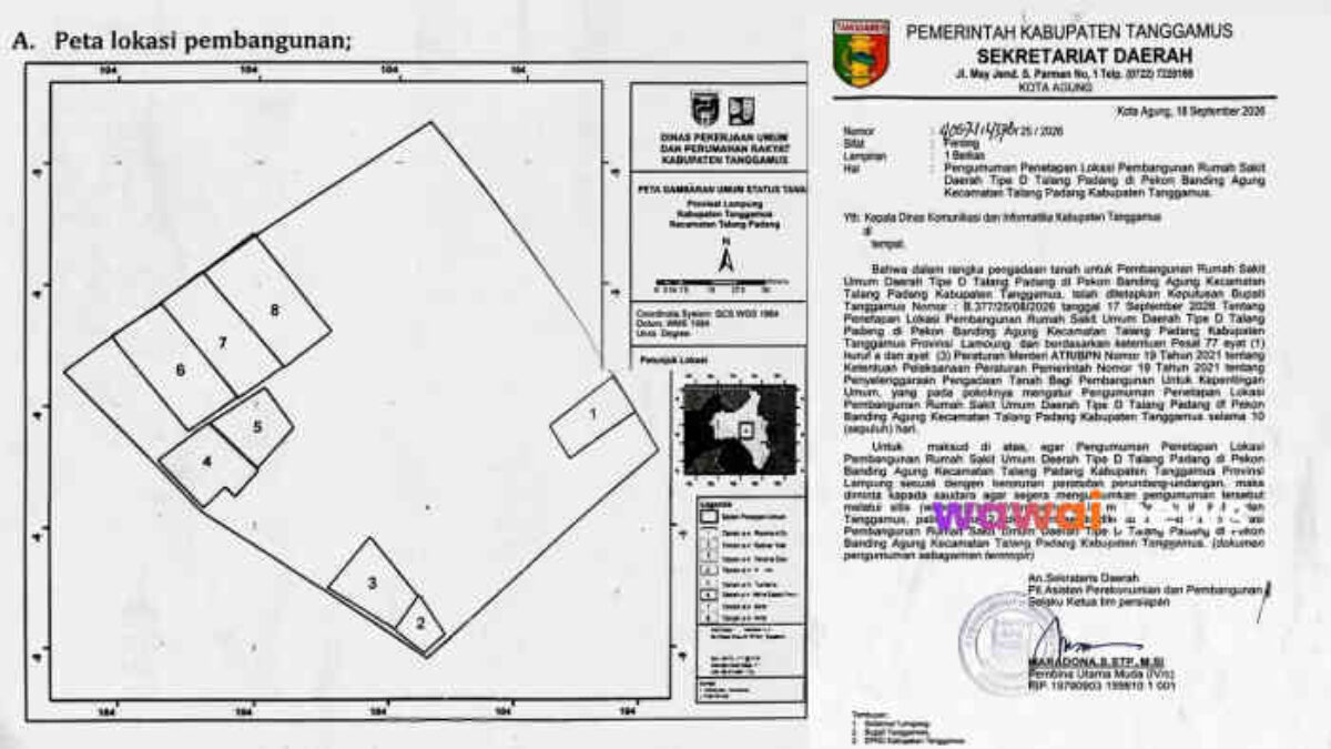RSUD Tipe D Talang Padang Ditetapkan, 8 Bidang Tanah di Banding Agung Terdampak