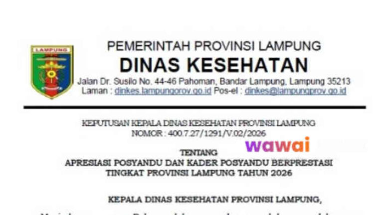 Posyandu Bakung I Lampung Timur Juara I Provinsi Lampung 2026